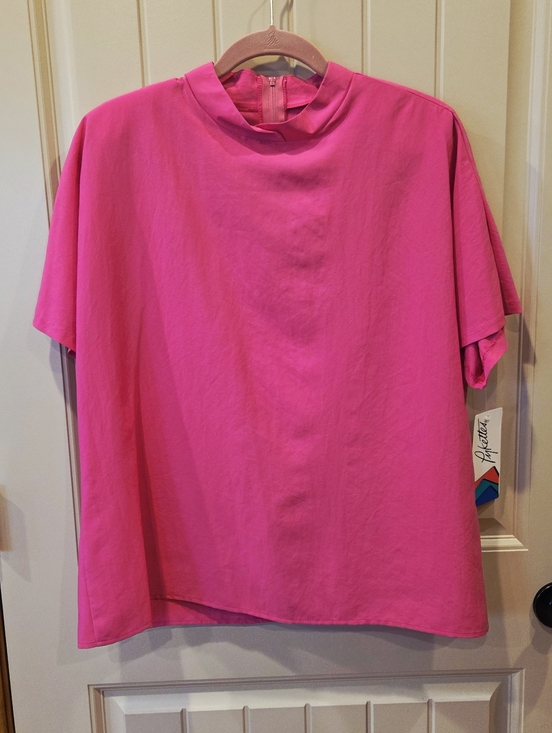 Pykettes Tops - NWT Vintage Pykettes Hot Pink Mock Neck Blouse Size 18 Made in USA Retro